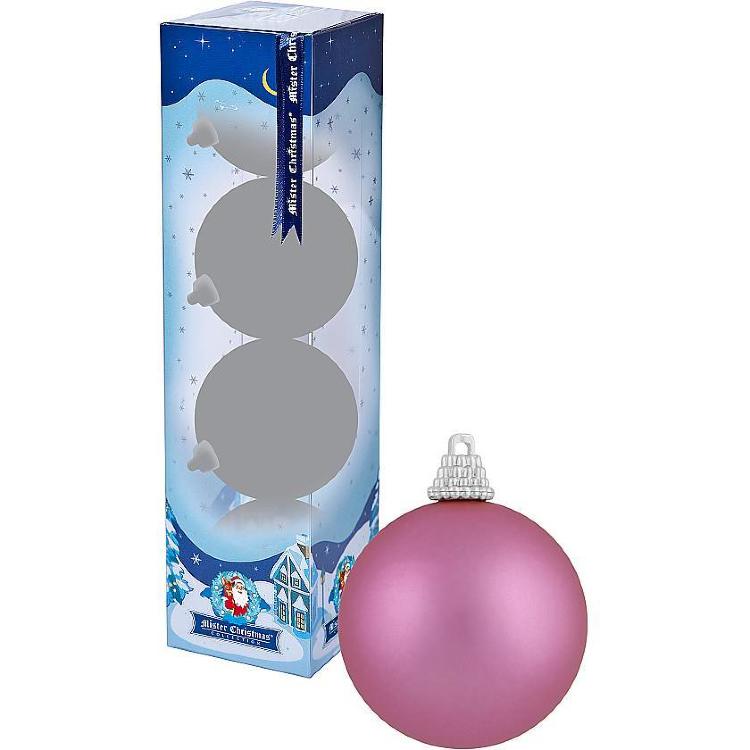 

Набор шаров Mister Christmas розовые матовые 70 мм 4 шт, Розовый матовый