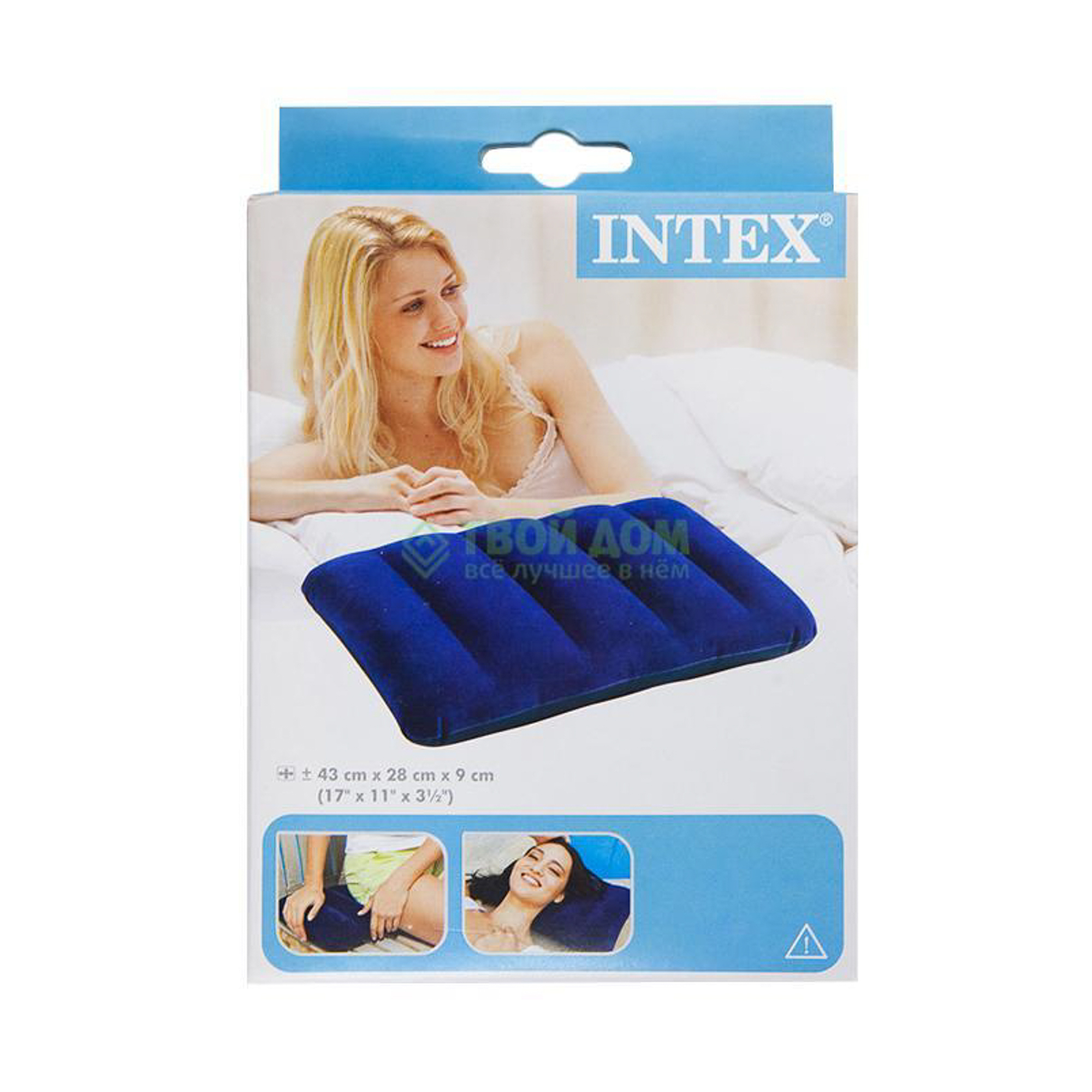 Надувная подушка Intex 43х28 см (68672), цвет синий