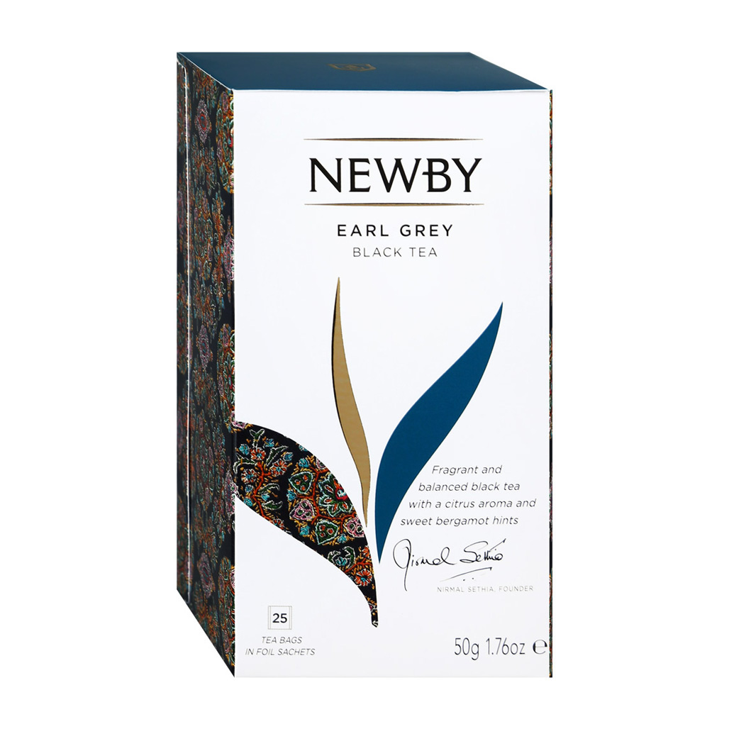 Чай черный Newby Earl Grey с бергамотом 25 пакетиков