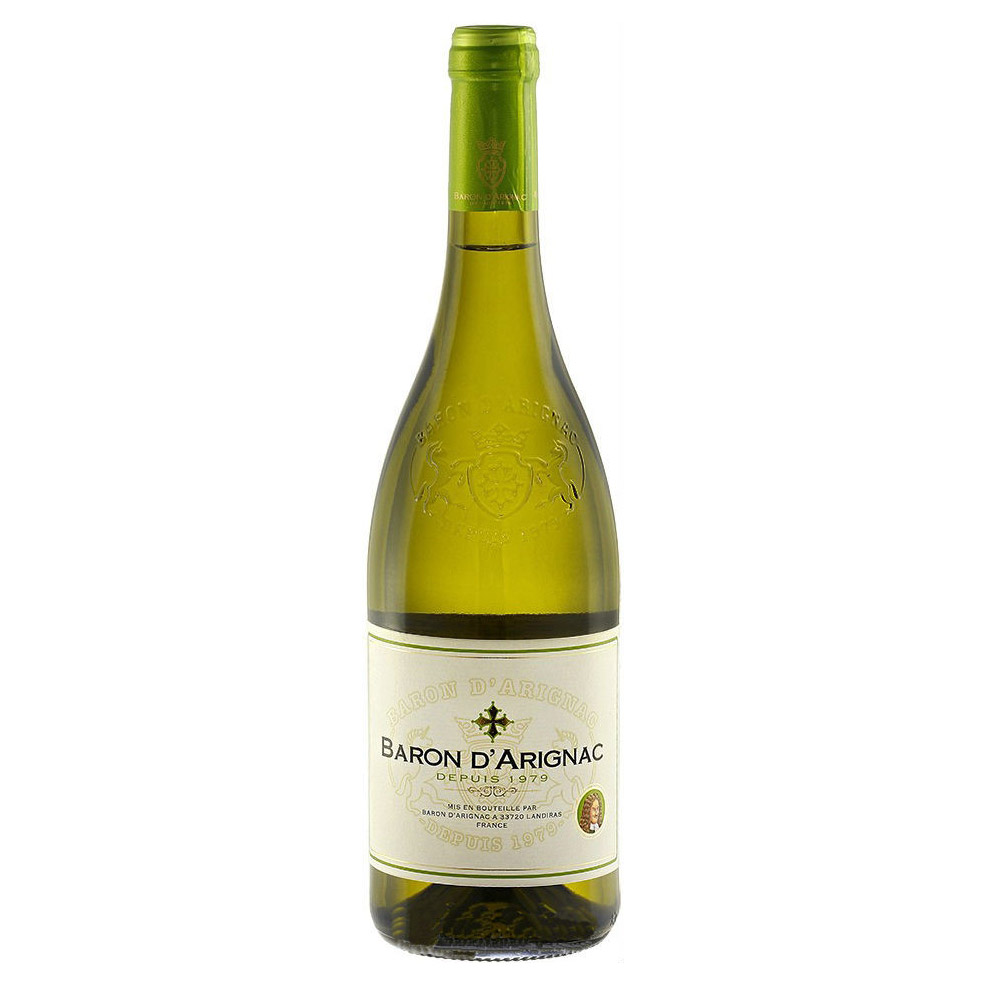 

Вино белое полусухое Baron D'Arignac Blanc Demi Sec 0.75 л, Бледно-желтый с золотистыми бликами