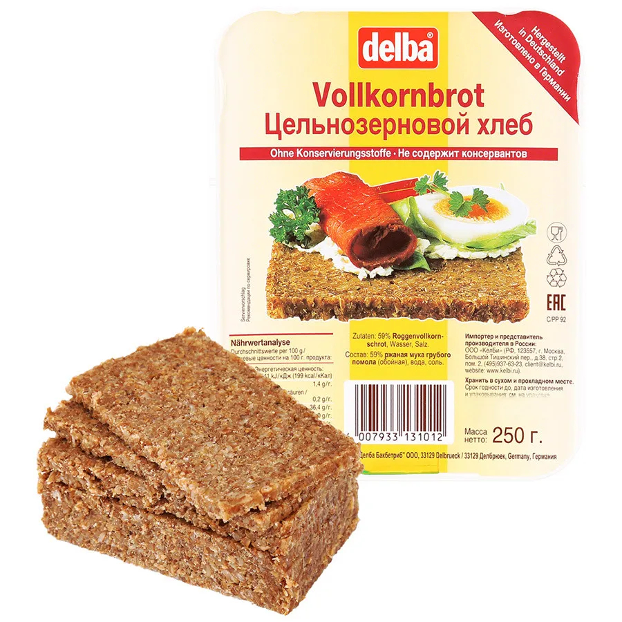 Хлеб цельнозерновой Delba Vollkornbrot, 250г