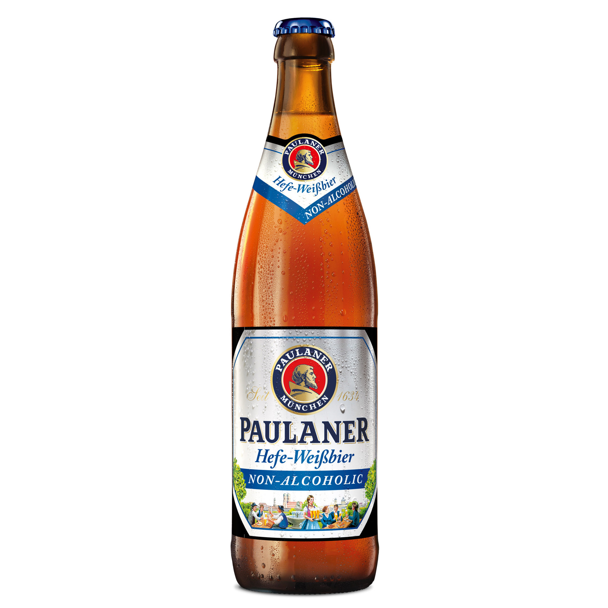 фото Пиво светлое безалкогольное paulaner hefe-weissbier non-alcoholic нефильтрованное 0,5 л