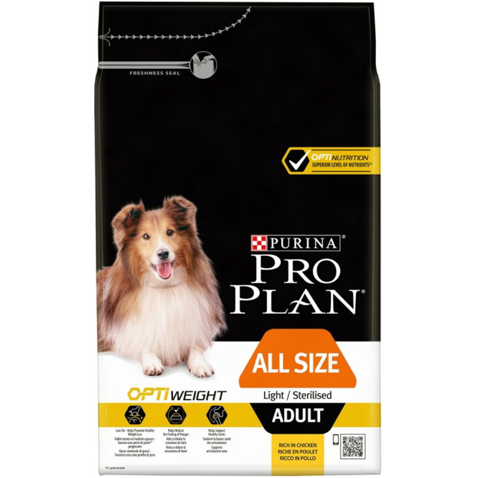 фото Корм для собак pro plan optiweight all size с избыточным весом или стерилизованных, курица, рис, 3 кг