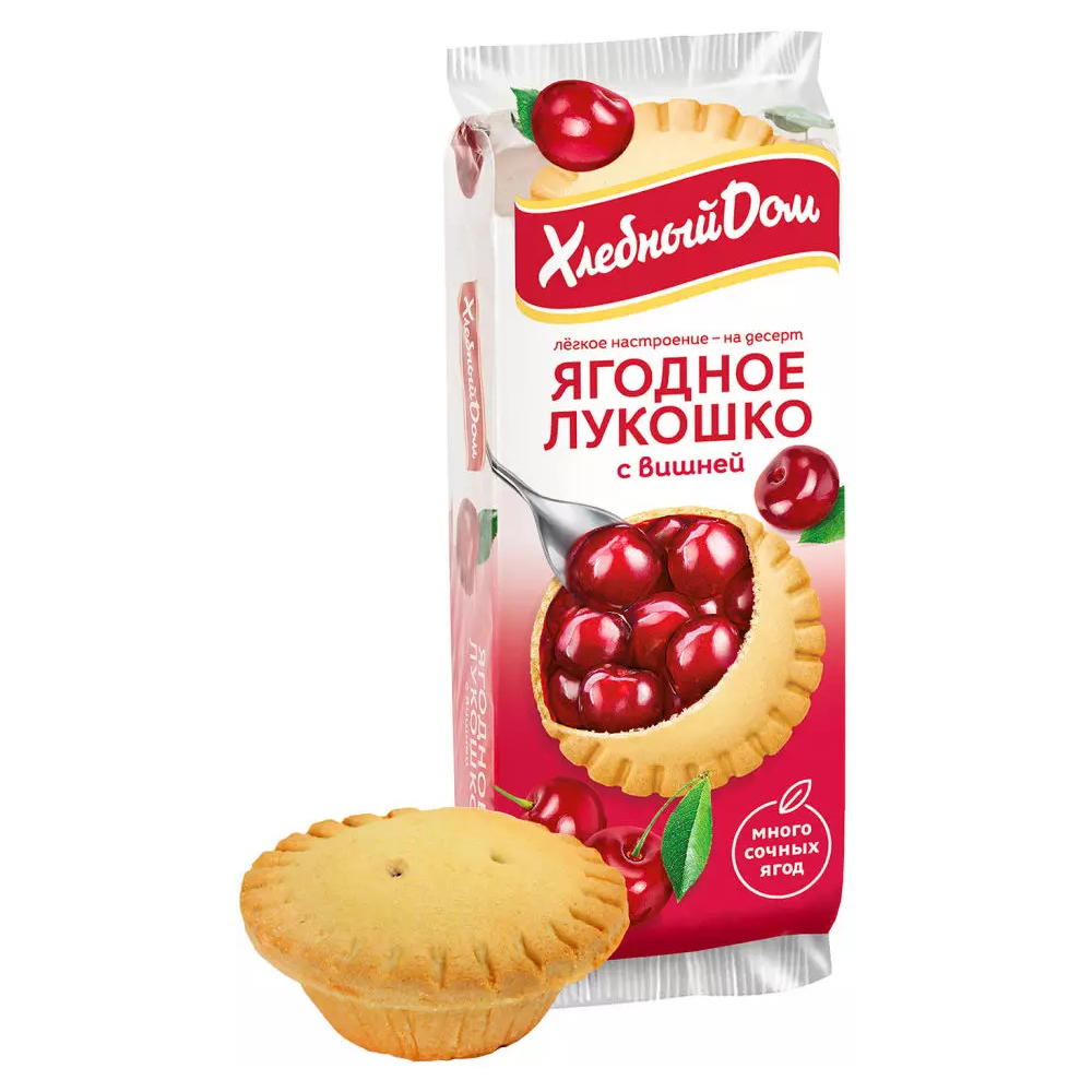 Кекс Хлебный дом Ягодное лукошко с вишневой начинкой, 140 Г