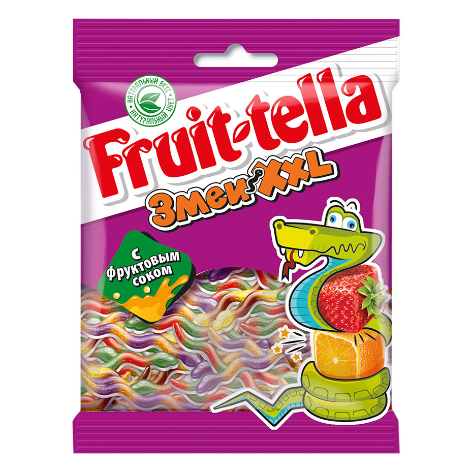 фото Мармелад жевательный fruittella змеи xxl с фруктовым соком 70 г