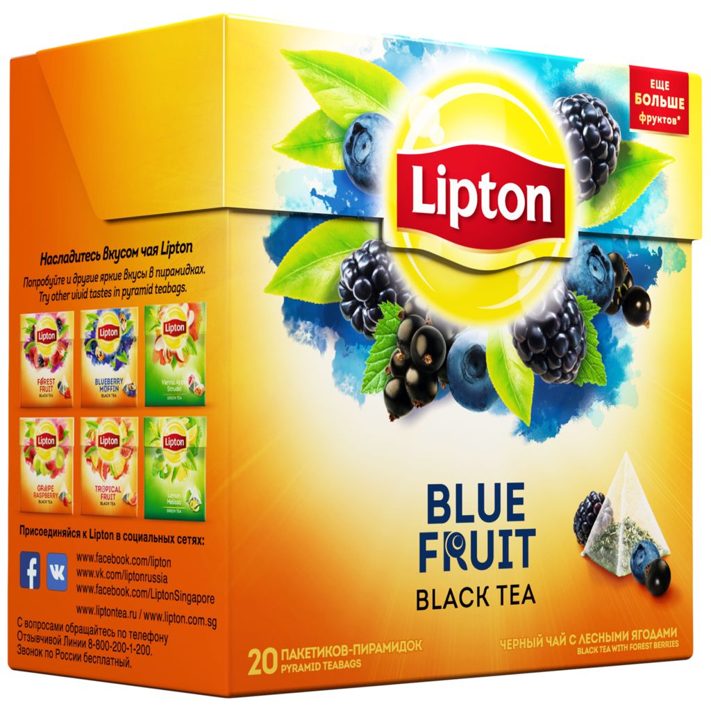 фото Чай черный lipton blue fruit 20х1,8 г