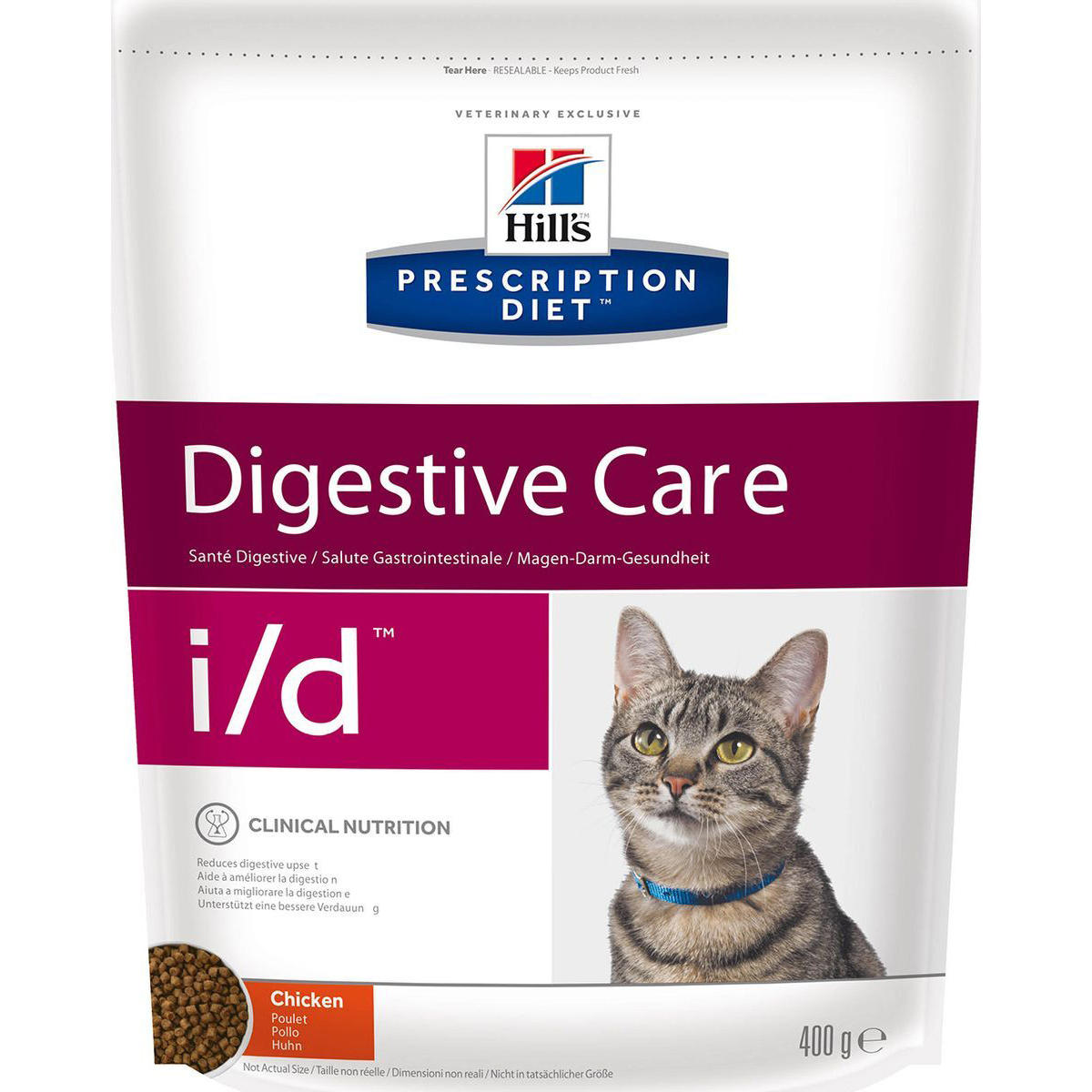 фото Корм для кошек hill's prescription diet i/d digestive care при расстройствах пищеварения жкт с курицей 400 г hill`s