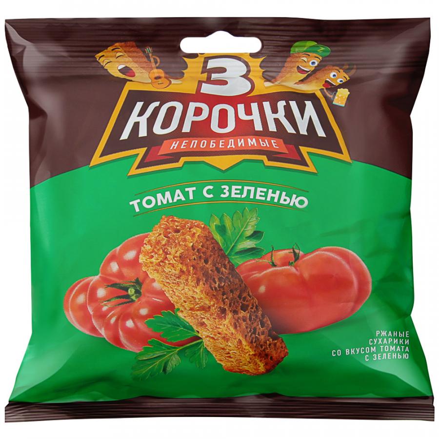 

Сухарики Три корочки ржаные со вкусом томата и зелени, 100 г