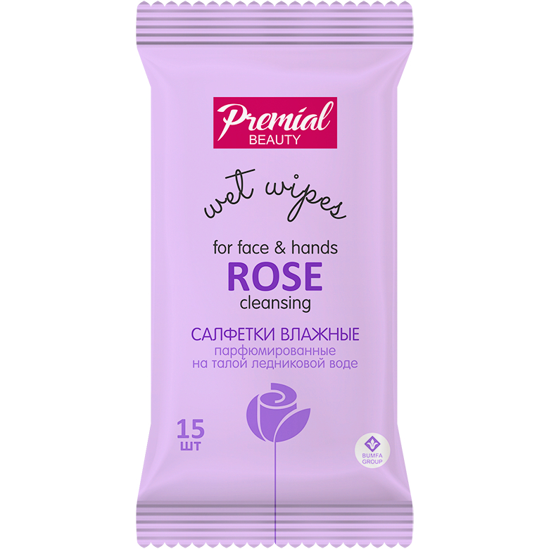 Влажные салфетки Premial La Fleur Роза 15 шт