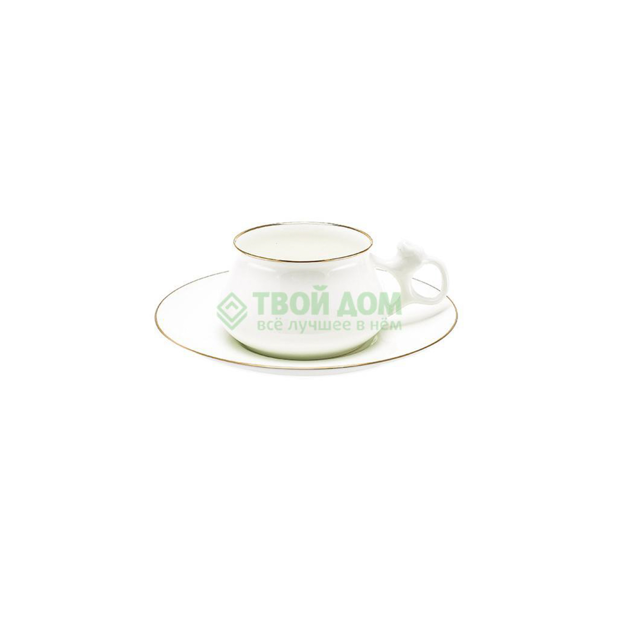 Чашка с блюдцем золотой кант Ифз (8116744001), цвет белый - фото 1