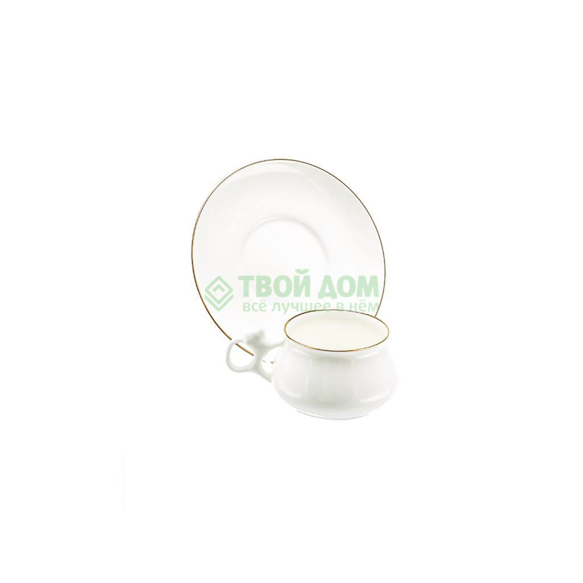 Чашка с блюдцем золотой кант Ифз (8116744001), цвет белый - фото 2