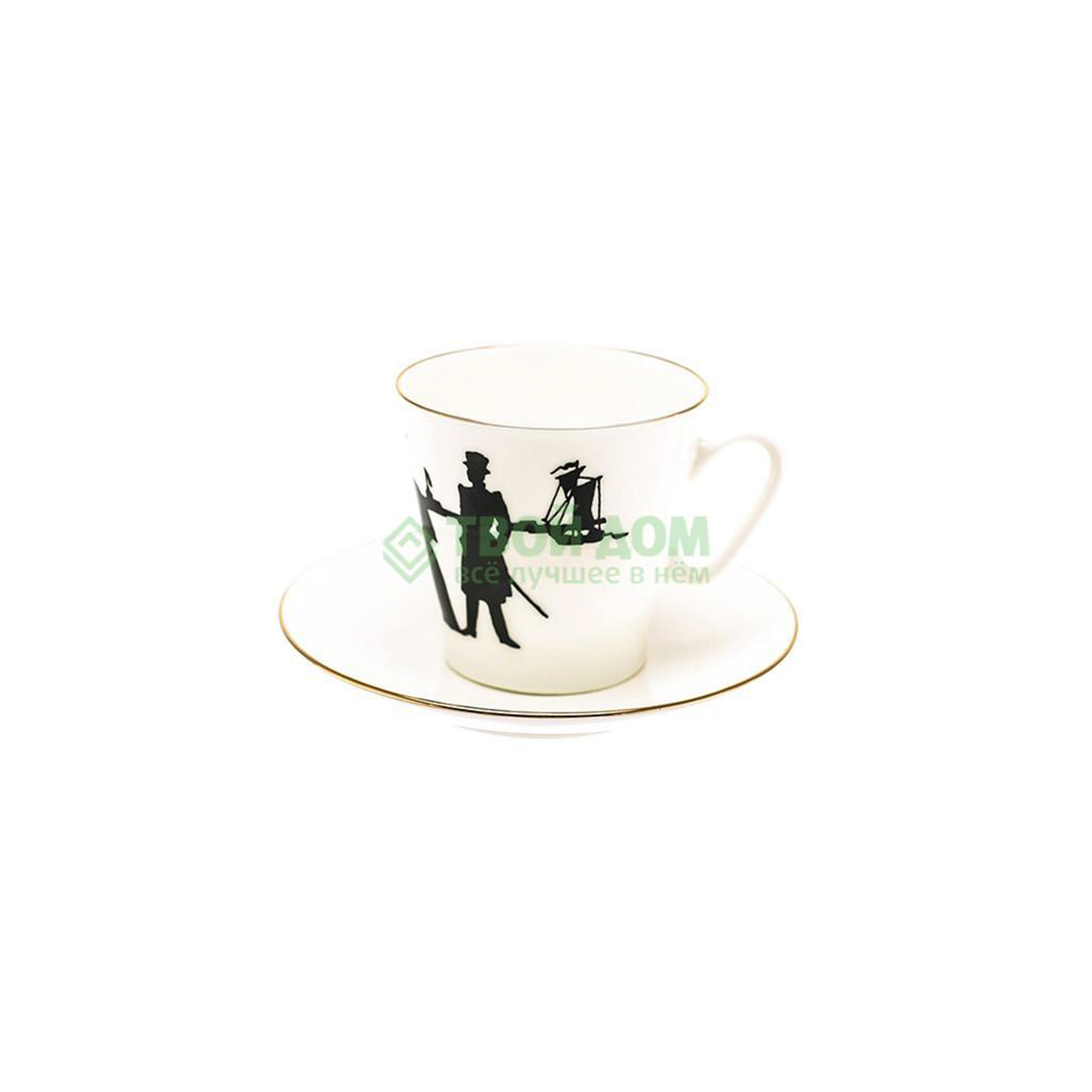 Чашка с блюдцем чёрный кофе Прогулка Ифз (8114926001), цвет черный - фото 1