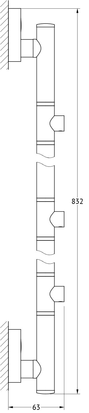 фото Штанга для 3-х аксессуаров fbs luxia 82 см lux 075