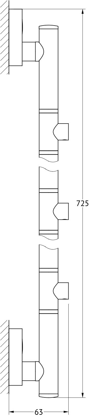 фото Штанга для 3-х аксессуаров fbs luxia 71 см lux 078