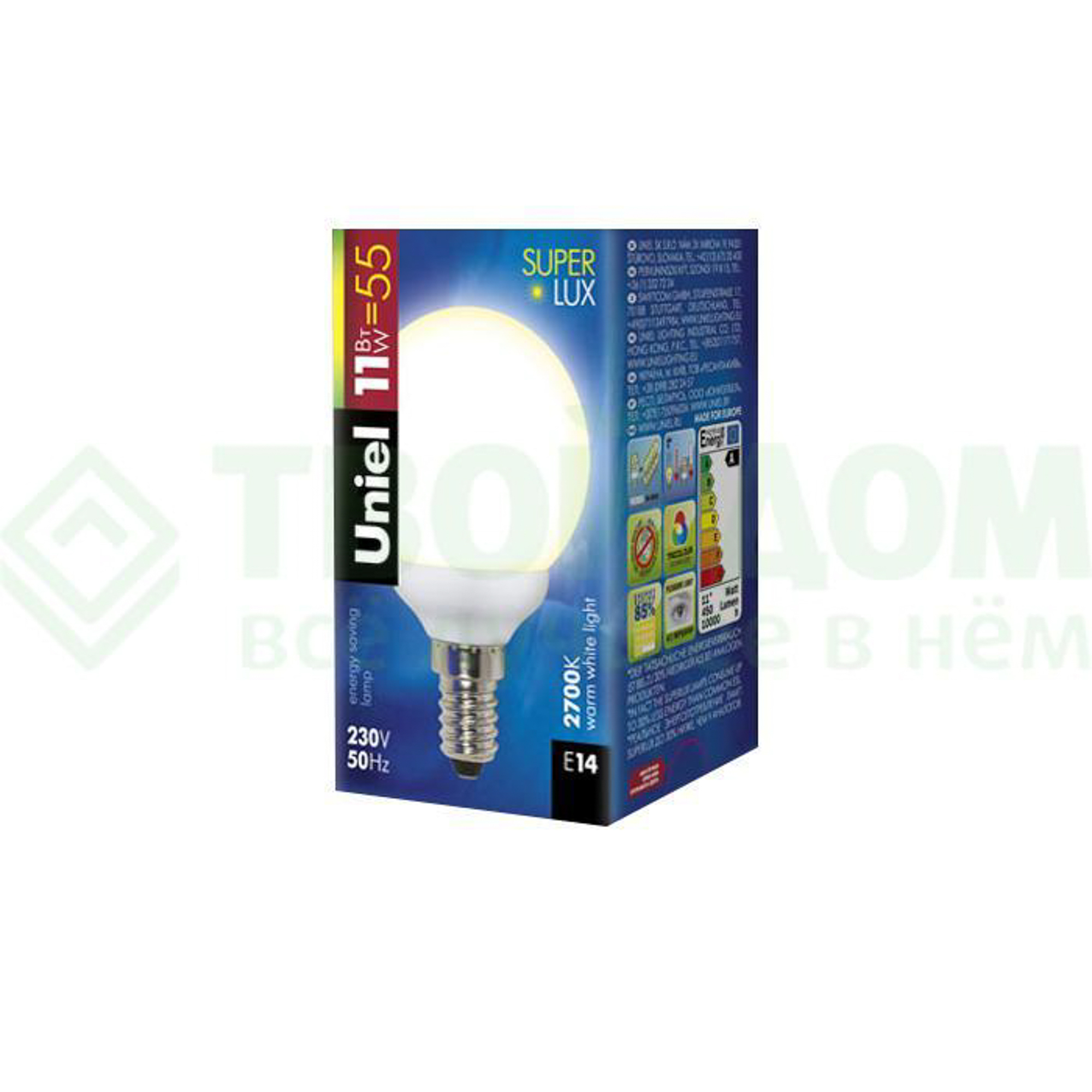 

Лампочка Uniel Лампа энергосберегающая g55-11/2700/e14