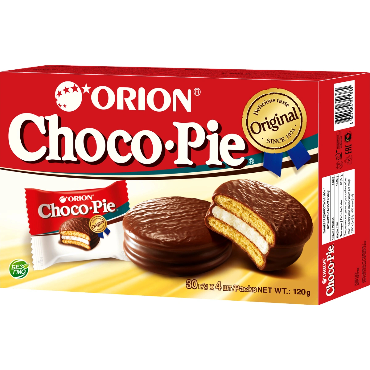 Пирожное Orion Choco Pie бисквитное, 120 г