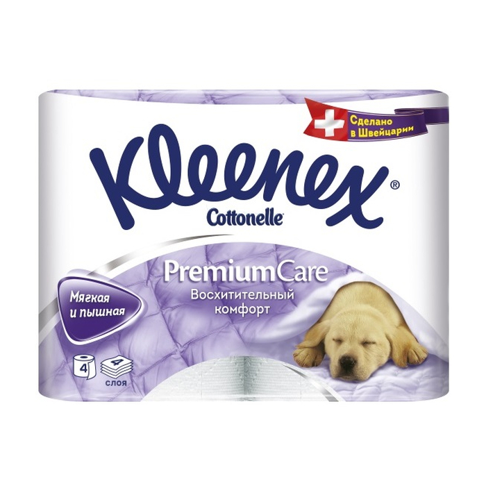 Туалетная бумага Kleenex Premium Care 4 слоя 4 рулона