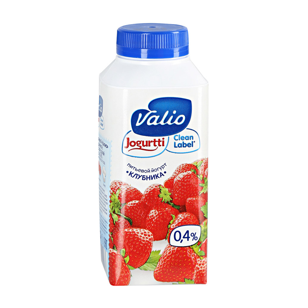 фото Питьевой йогурт valio clean label с клубникой 0,4% 330 г