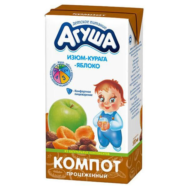 

Компот Агуша курага-изюм-яблоко с 3-ех лет 500 мл