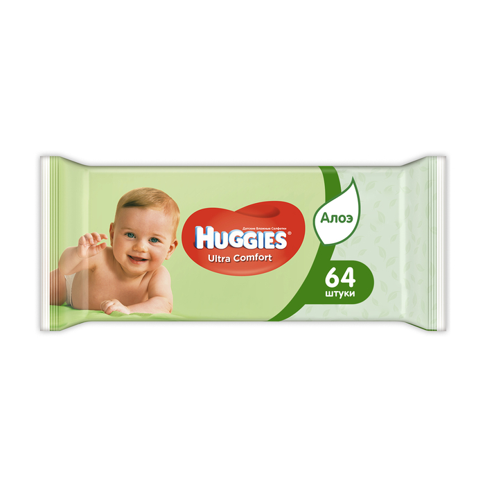 фото Салфетки влажные huggies ultra comfort алоэ 64 шт