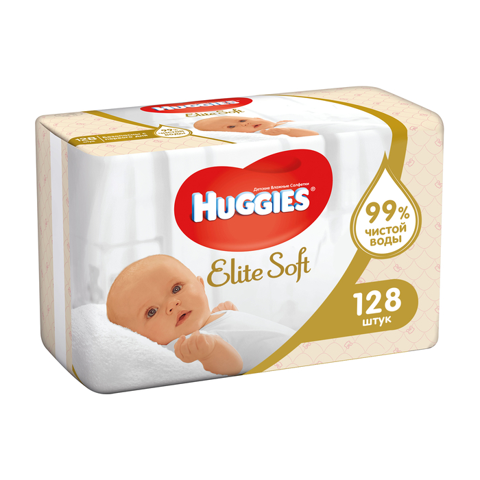 фото Влажные салфетки huggies elite soft 128 шт