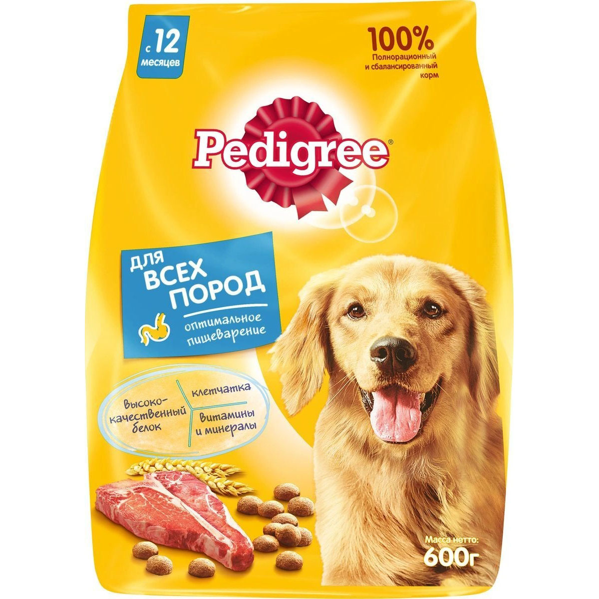 Корм для собак Pedigree Говядина рис овощи для всех пород 06 кг артикул  1000846918 Твой дом