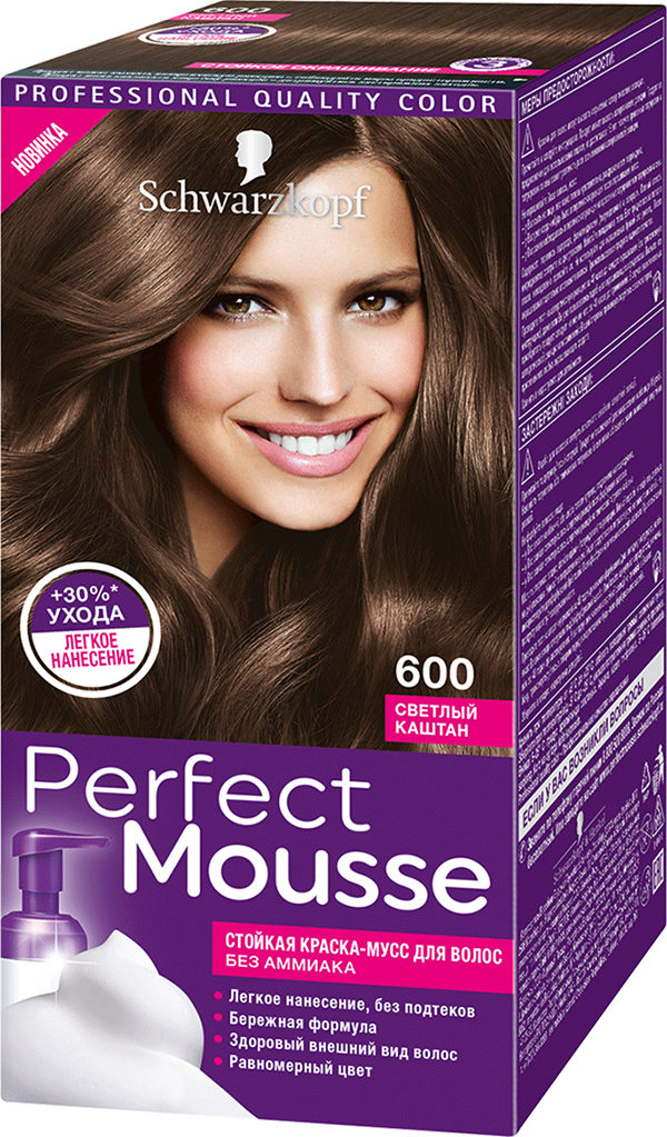 фото Краска-мусс для волос schwarzkopf perfect mousse 600 светлый каштан