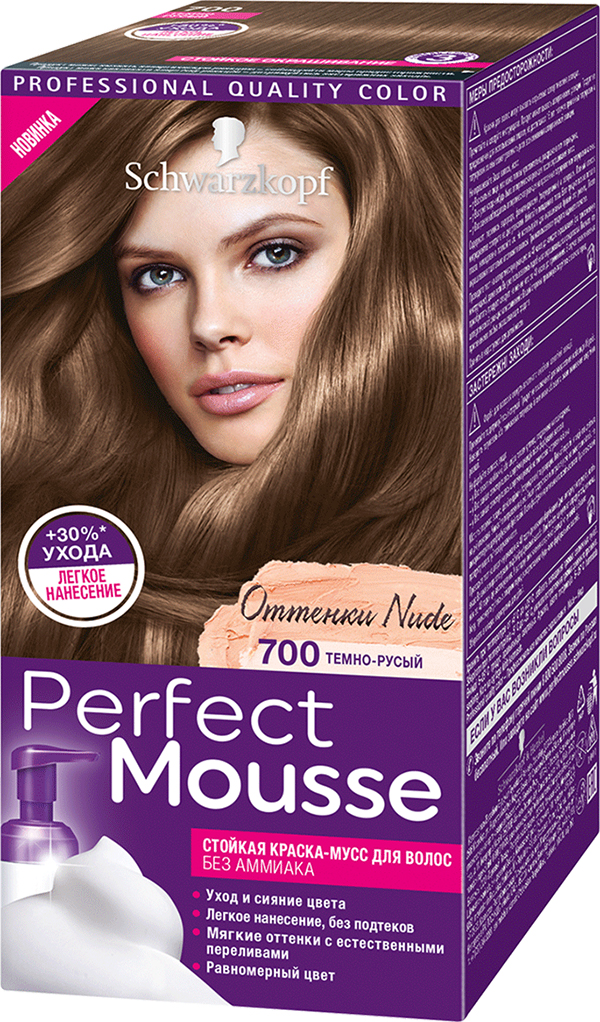 фото Краска-мусс для волос schwarzkopf perfect mousse 700 темно-русый