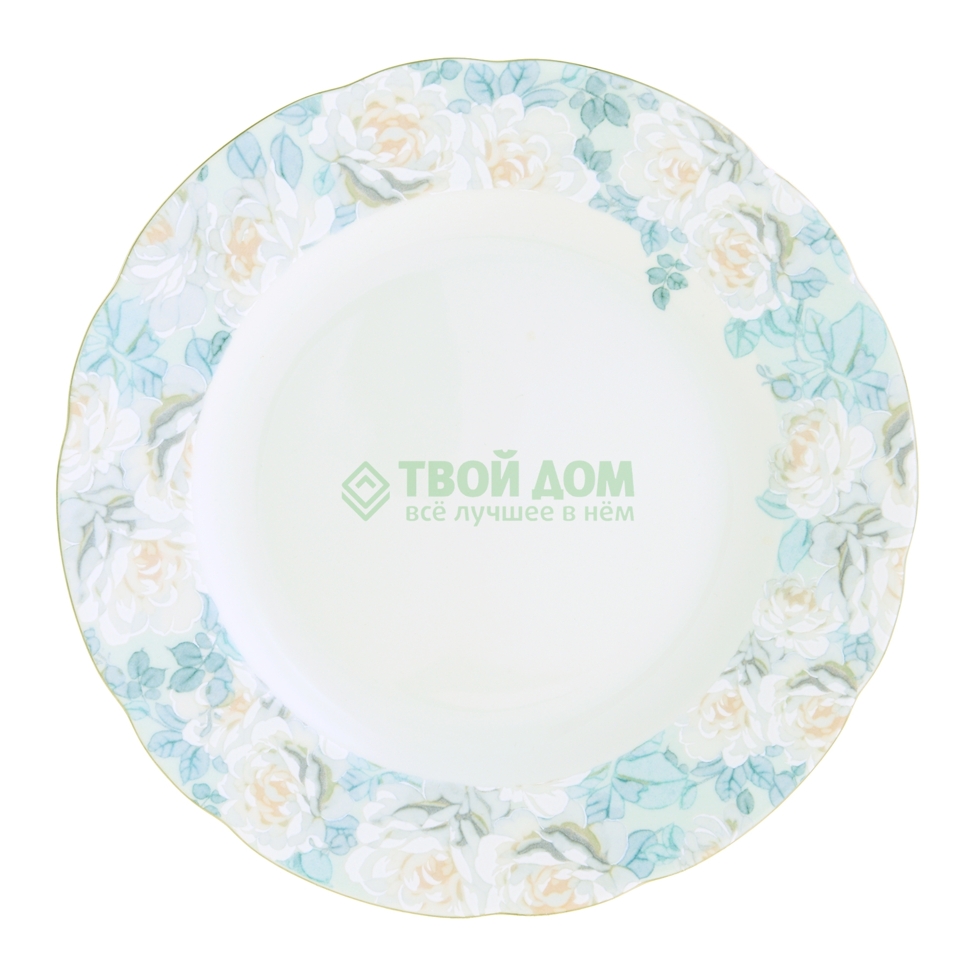 

Тарелка плоская Thun Rose Роза 25 см, Белый;голубой