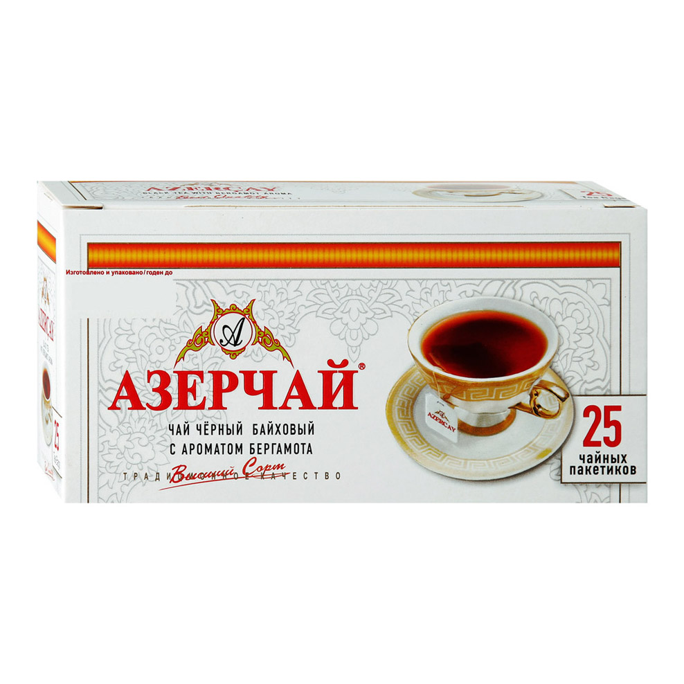 Чай Азерчай черный байховый с ароматом бергамота 25 пакетиков