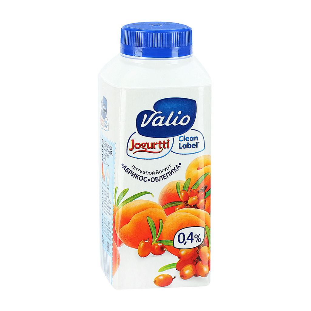 Питьевой йогурт Valio Clean Label абрикос, облепиха 0,4% 330 г - фото 1