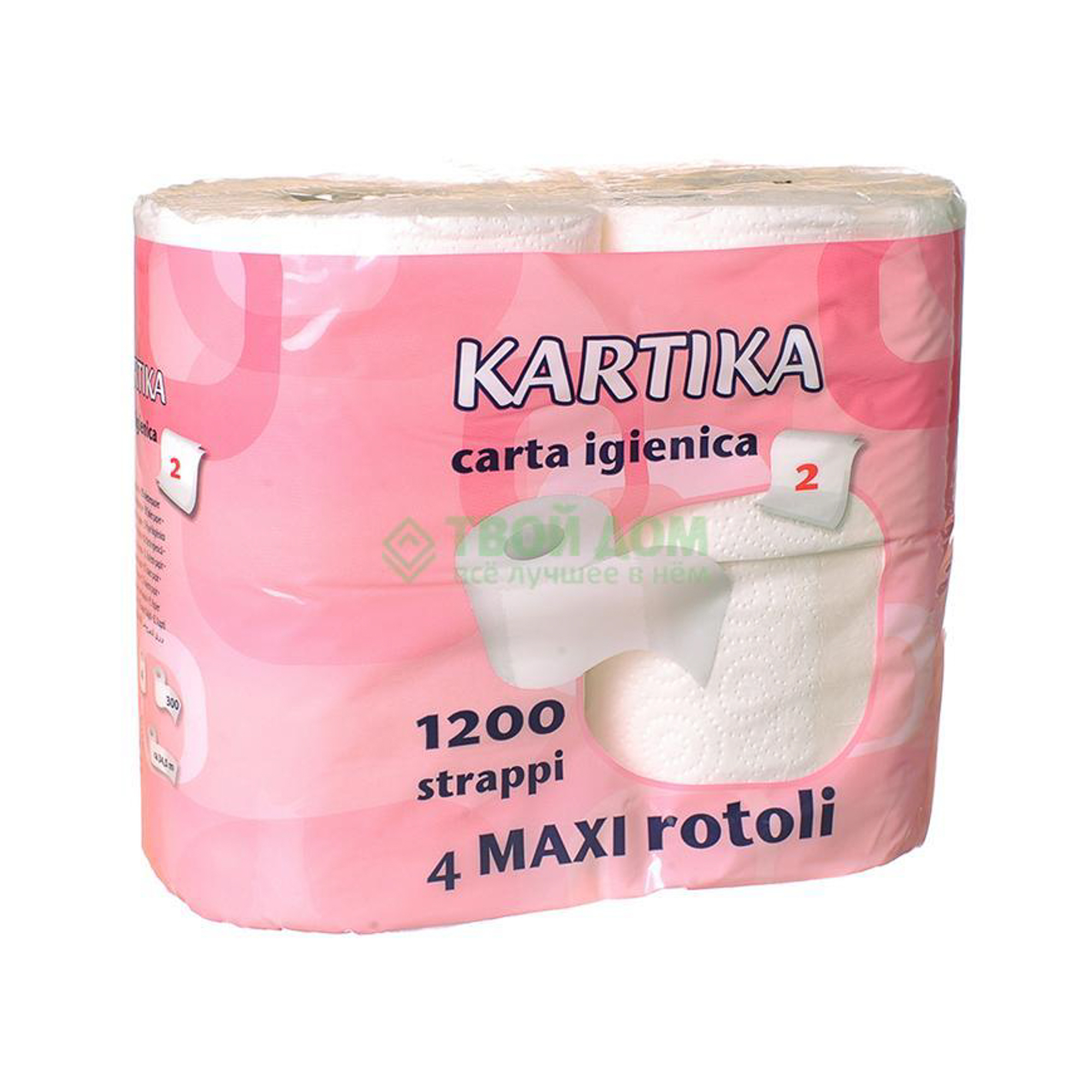 

Туалетная бумага World cart 4р по 300л 2сл kartika (I042A113-15KR), Белый