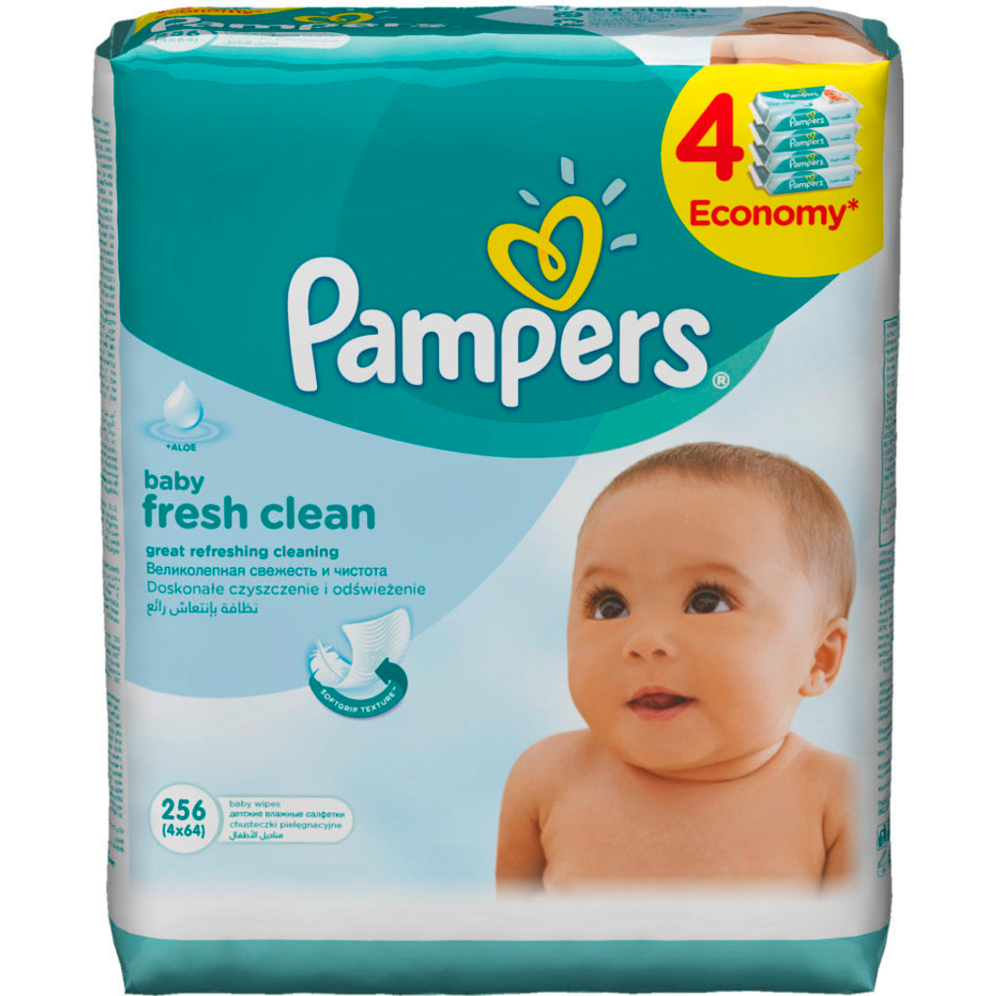 фото Салфетки влажные pampers fresh clean 4x64 шт