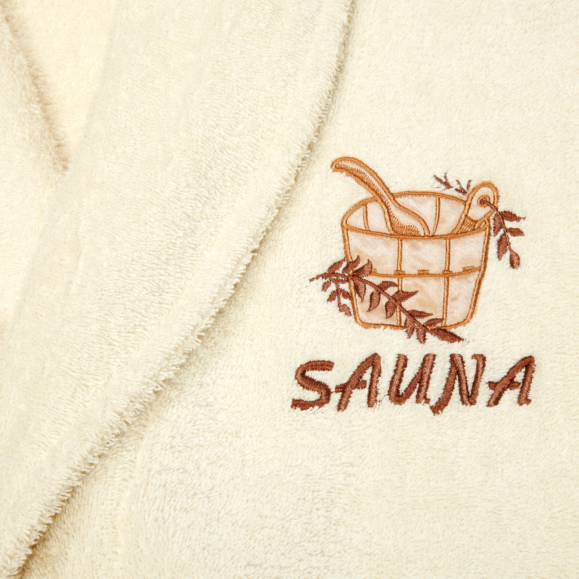 фото Халат женский asil sauna beige m махровый с воротником