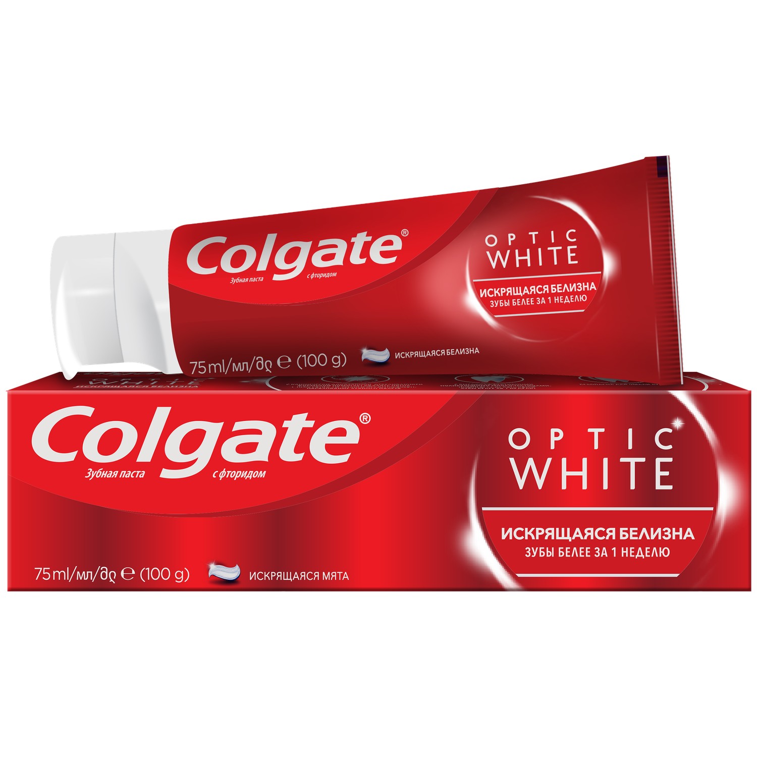 фото Зубная паста отбеливающая colgate optic white искрящаяся белизна 75 мл