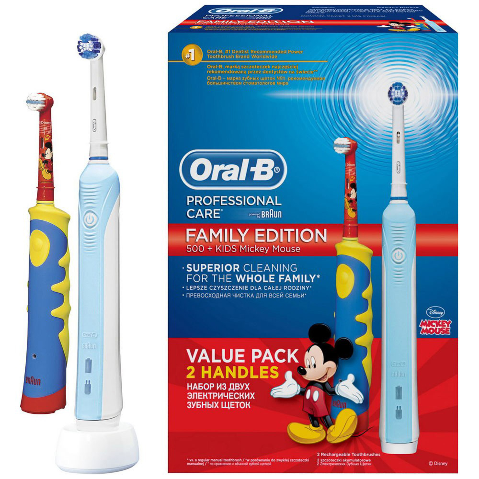 фото Электрическая зубная щетка braun oral-b professional care 500 family edition + kids mickey mouse white