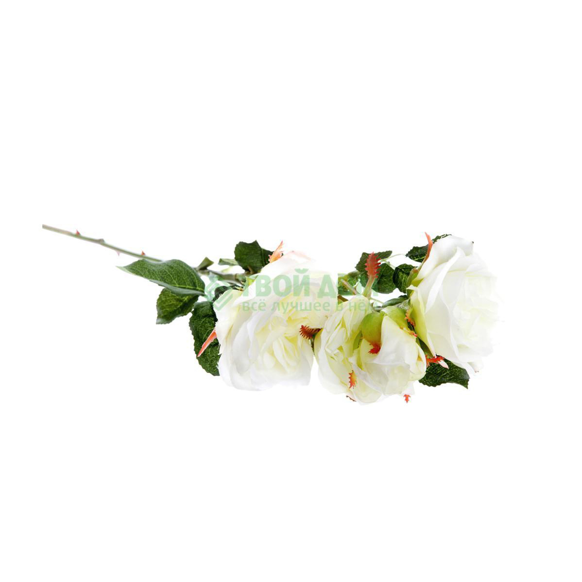 фото Litao цветок искуственный роза 6 цветков на ветке белая 58 см. (g5758 9251)