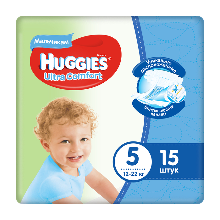 

Подгузники Huggies Ultra Comfort для мальчиков  (12-22 кг) 15 шт