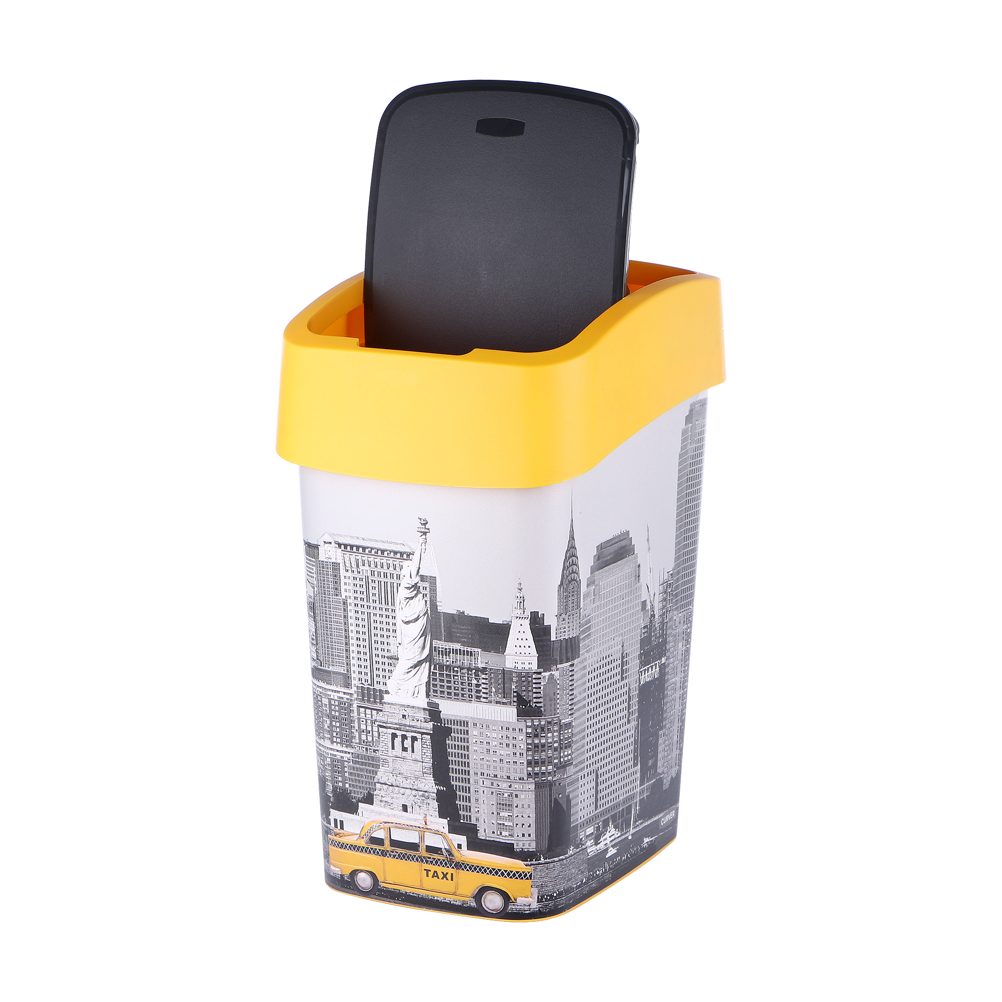 Контейнер для мусора CURVER 02171-N27-03, цвет желтый - фото 4
