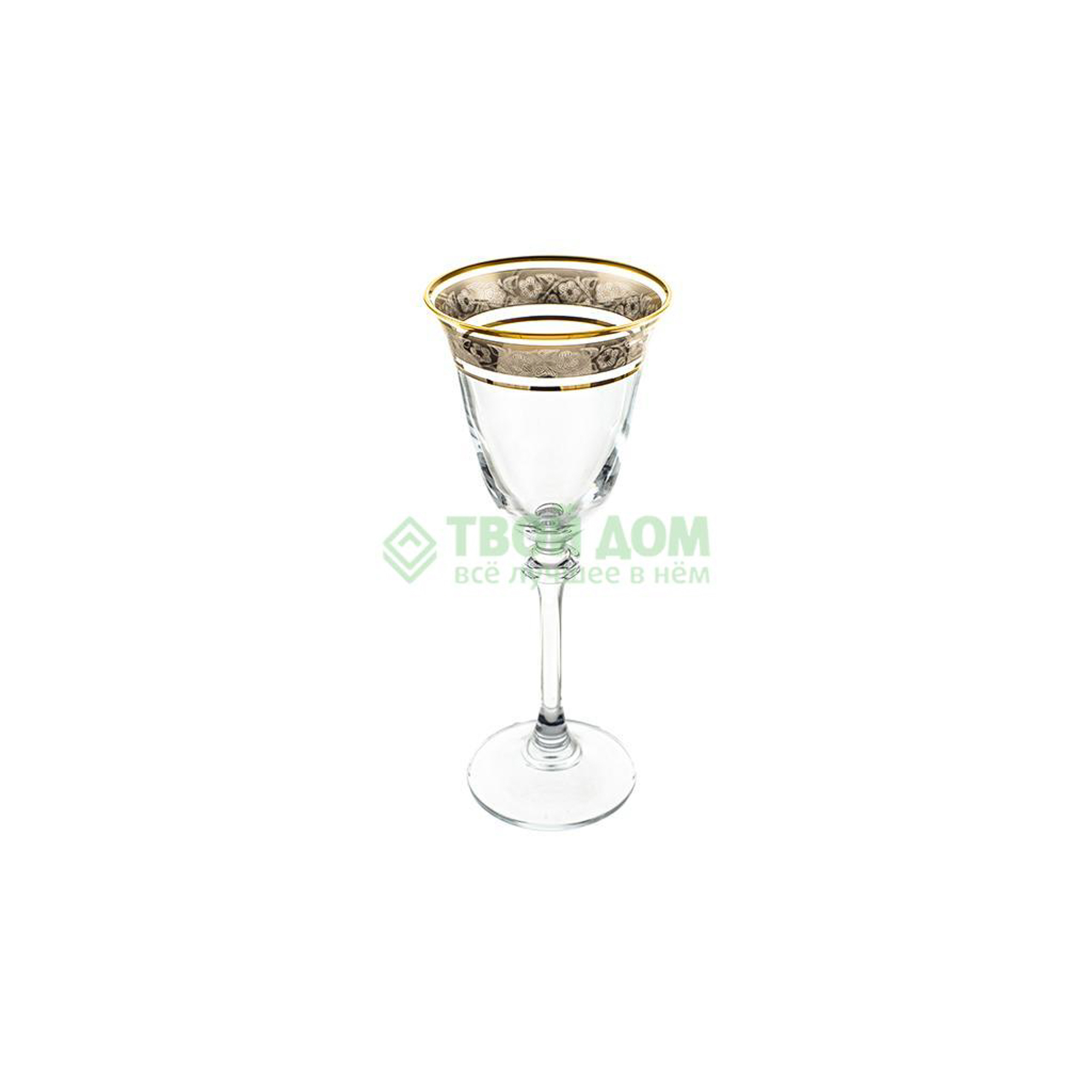 Набор фужеров для вина Crystalite Александра Набор фужеров александра/185/вино x6 шт (1SD70/185/43249K), цвет золотой - фото 1