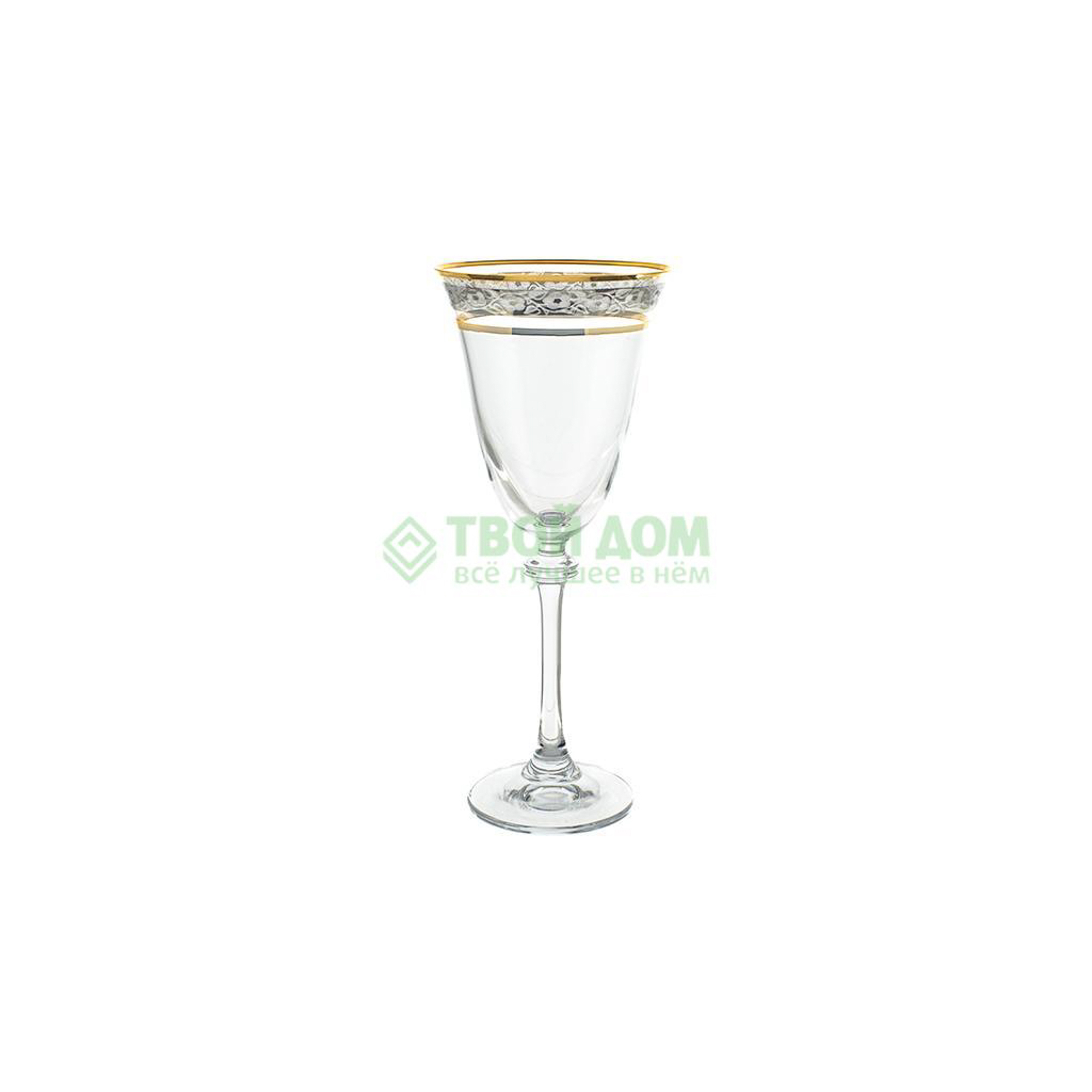 Набор фужеров для вина Crystalite Александра Набор фужеров александра/250/вино x6 шт (1SD70/250/43249K), цвет золотой - фото 1
