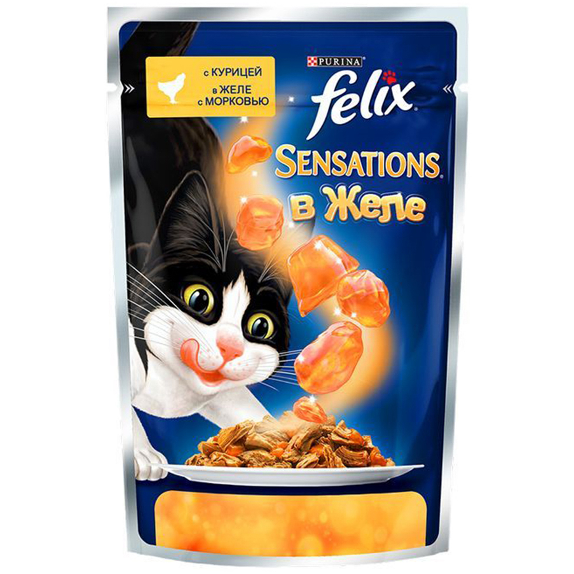 Корм для кошек FELIX Sensation Курица в желе с морковью 85г