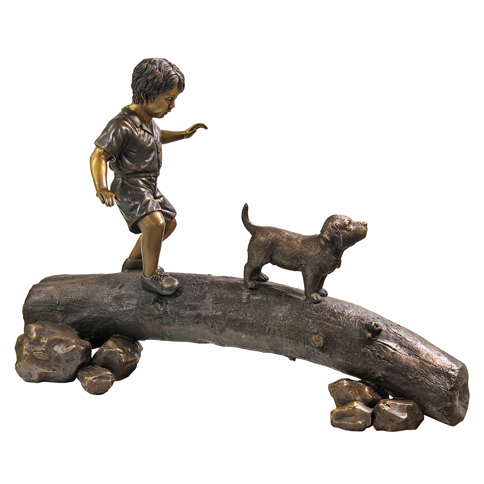 Фигура мальчик собака на дереве 107х69х150 Thermobrass
