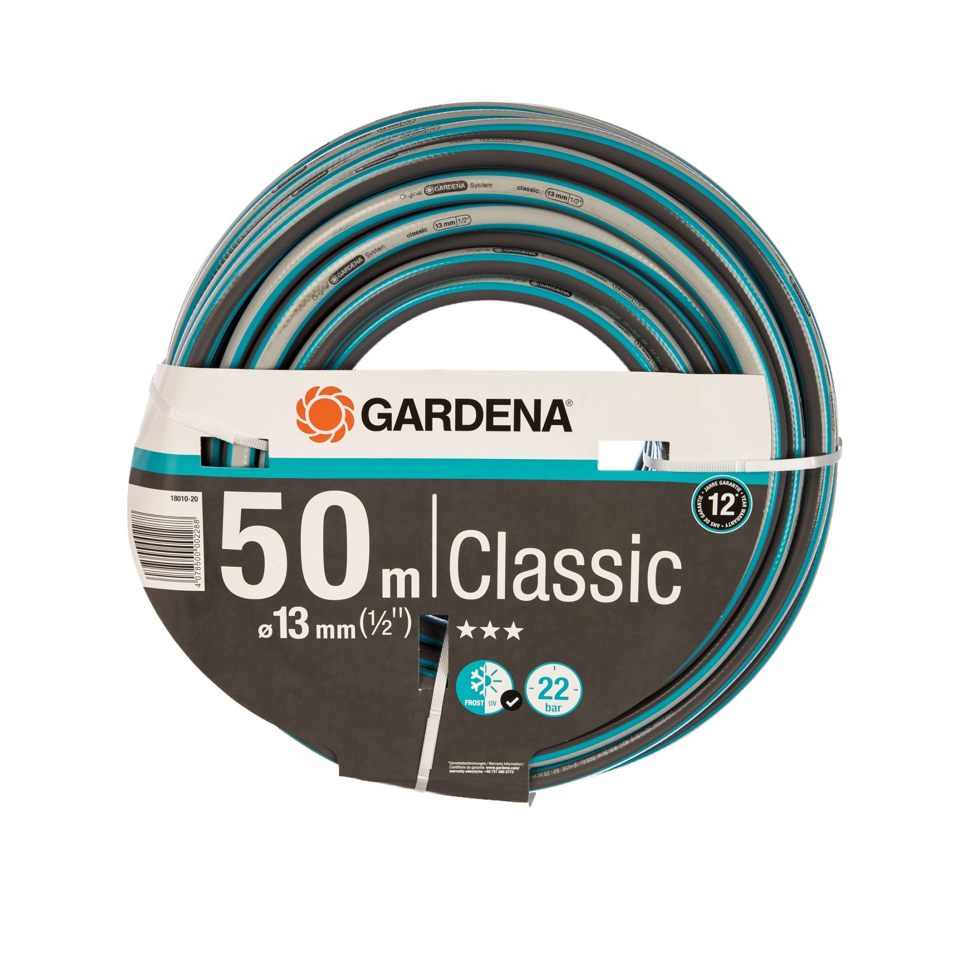 Поливочный шланг Gardena Classic 1/2 х 50м (18010-20.000.00), цвет серый