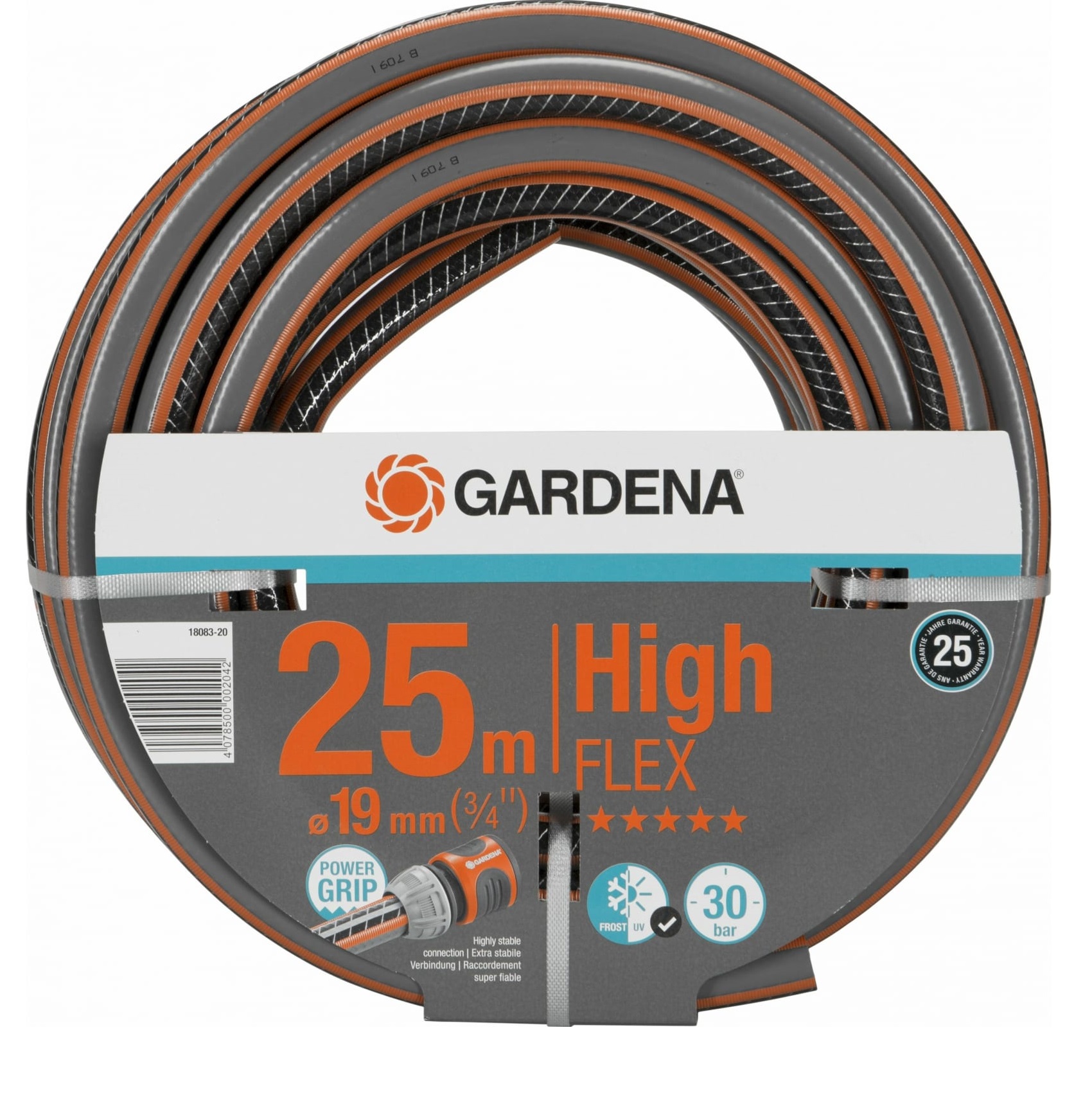 Поливочный шланг Gardena Highflex 10x10 3/4 х 25 м (18083-20.000.00), цвет серый - фото 1