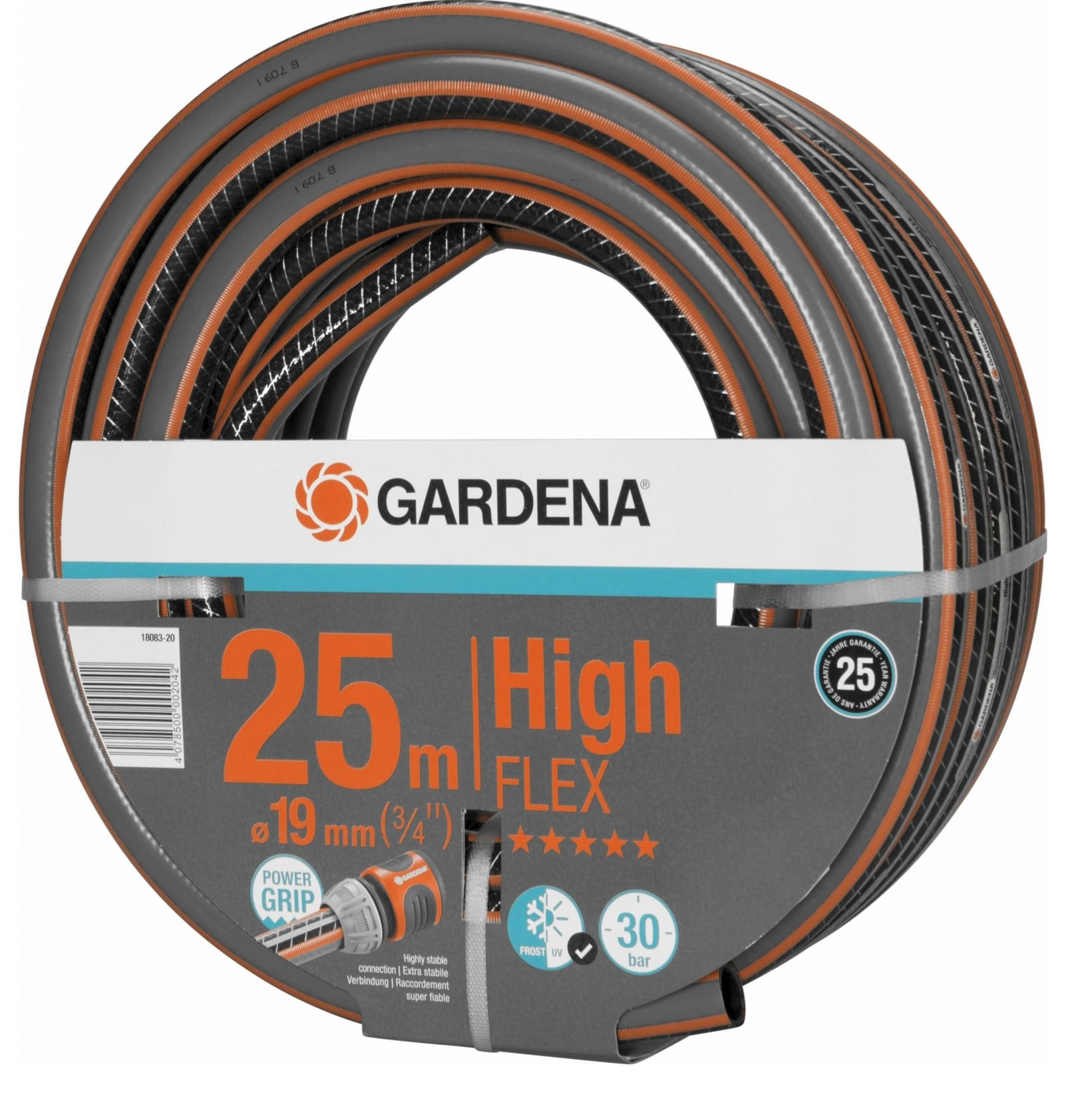 Поливочный шланг Gardena Highflex 10x10 3/4 х 25 м (18083-20.000.00), цвет серый - фото 2