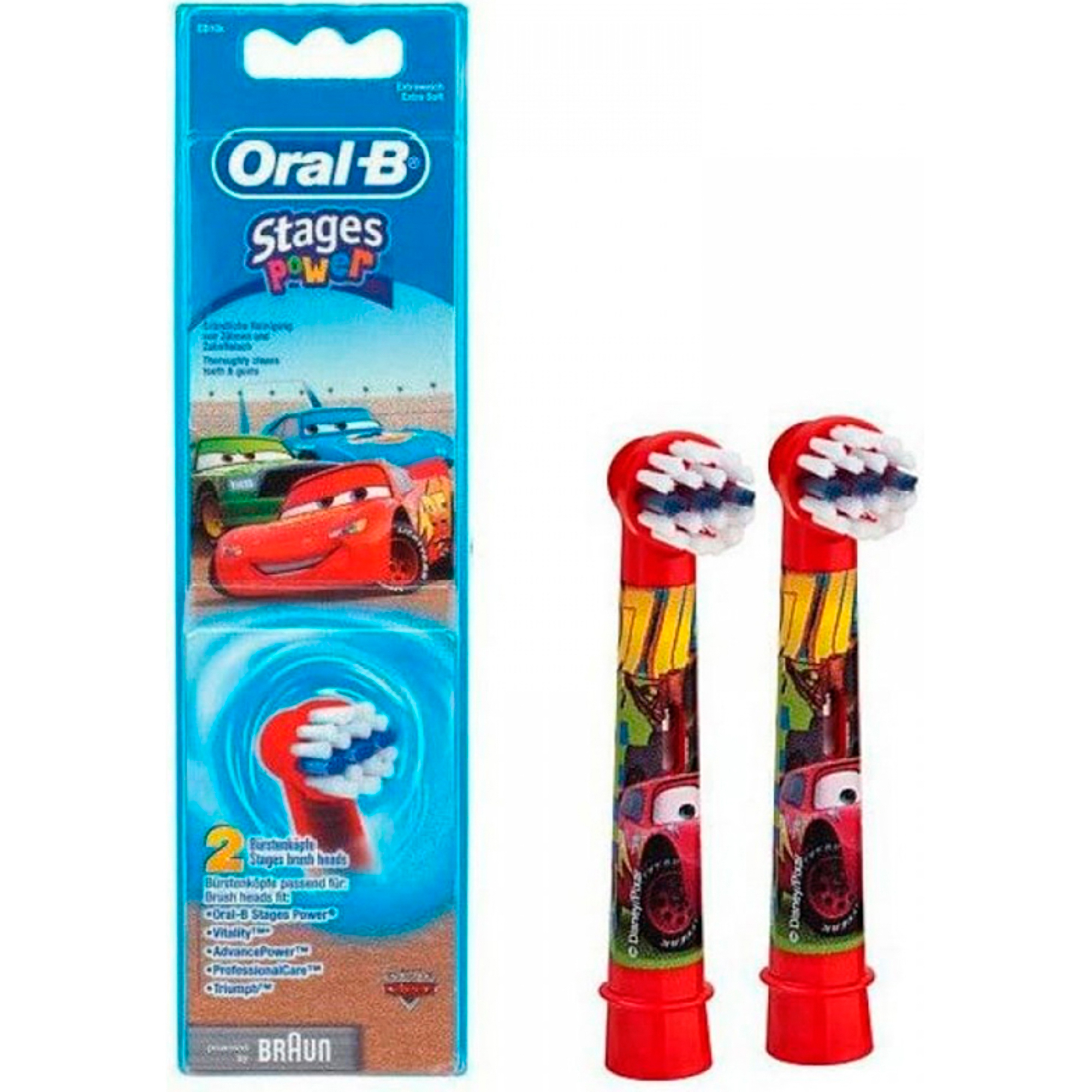 Насадка для зубных щеток Braun Oral-B EB10K Kids Cars 2 шт, цвет красный - фото 1