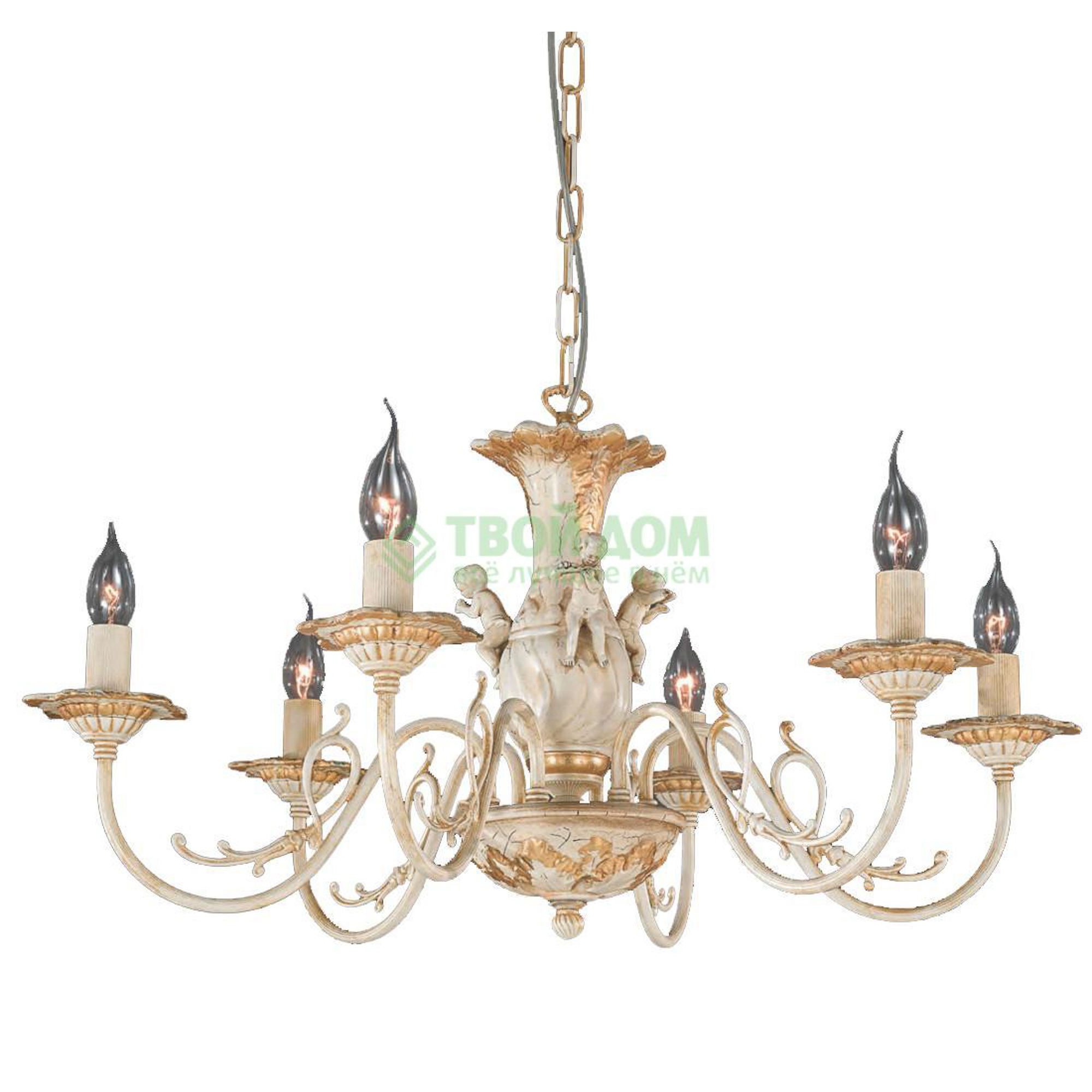 фото Люстра подвесная la lampada lam l 1202/6 bronz craquelet