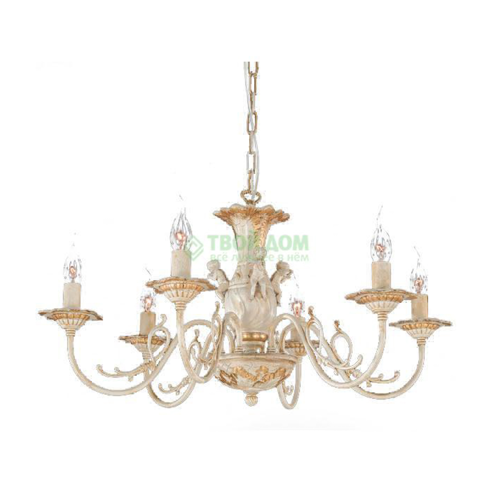 фото Люстра подвесная la lampada lam l 1202/6 ivory craquelet