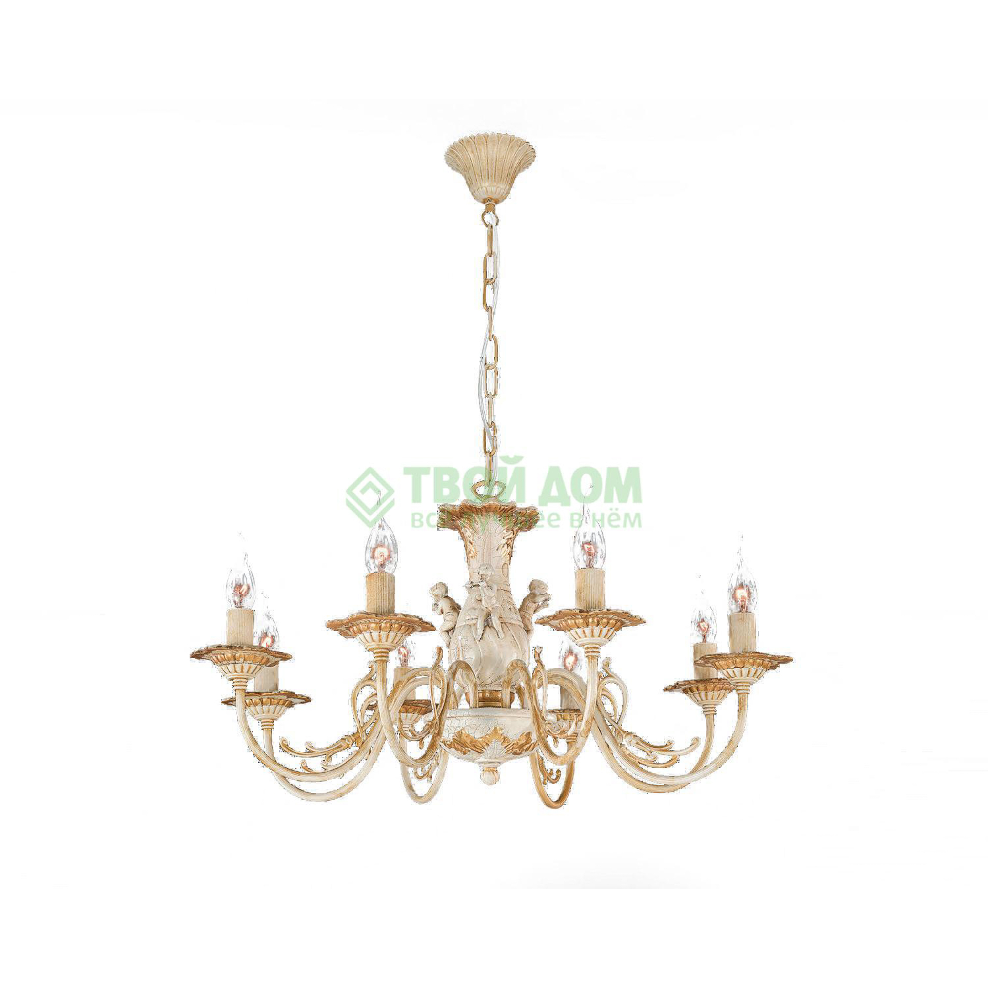 фото Люстра подвесная la lampada lam l 1202/8 ivory craquelet